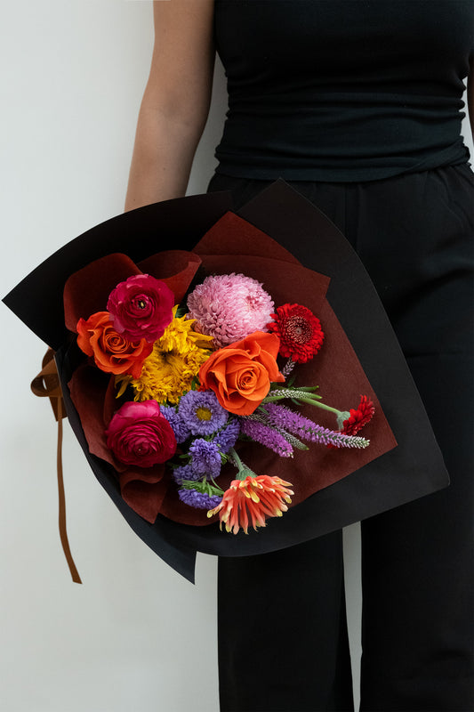 "Bright and fresh seasonal flower bouquet handcrafted by GoBush Florist in West End, Brisbane."
