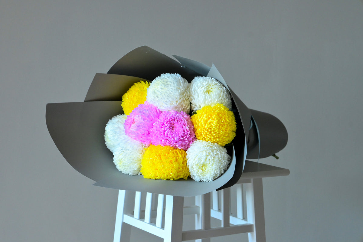 Handcrafted exclusively with massive, velvety disbud mums ｜GoBush Florist Brisbane
